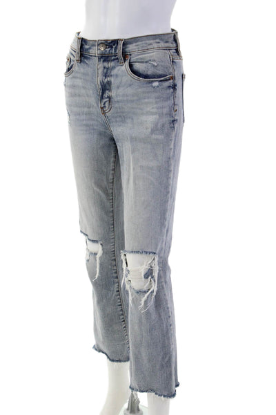 Daze Womens Cropped Straight Jeans Gray High Rise 24 Inseam Size 25