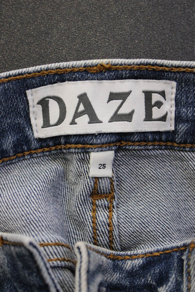 Daze Womens Cropped Straight Jeans Gray High Rise 24 Inseam Size 25