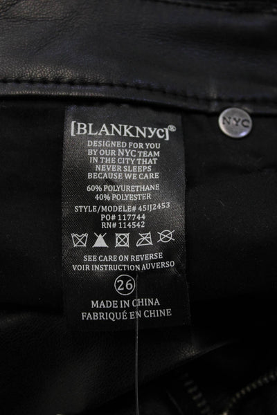BLANKNYC Womens Cropped Ankle Biker Pants Black Button 25in Inseam Size 26