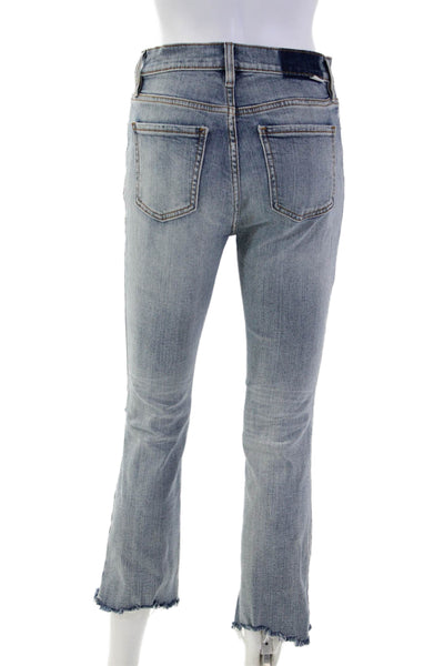 Daze Womens Cropped Straight Jeans Light Blue High Rise Button Size 25