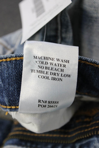 Daze Womens Cropped Straight Jeans Light Blue High Rise Button Size 25
