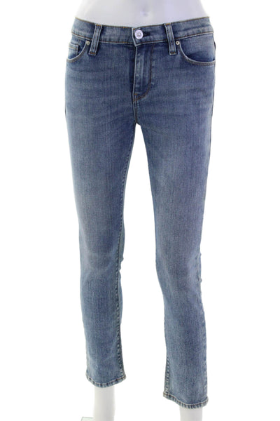 Hudson Women Cropped Skinny Jeans Blue Mid Rise Size 25