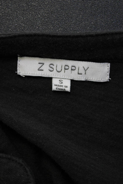 Z Supply Women Black V Neck Short Sleeve Cotton Jumpsuit Size S