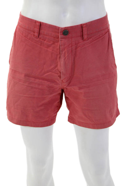 Bonobos Mens Chino Shorts Red Solid 100% Cotton Button Closure Beach Size L