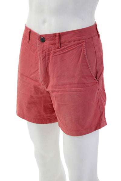 Bonobos Mens Chino Shorts Red Solid 100% Cotton Button Closure Beach Size L