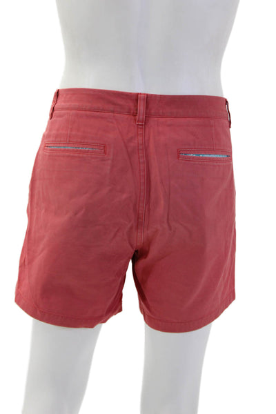 Bonobos Mens Chino Shorts Red Solid 100% Cotton Button Closure Beach Size L