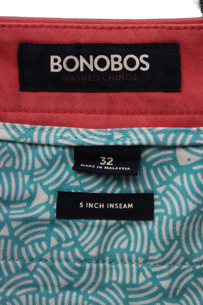 Bonobos Mens Chino Shorts Red Solid 100% Cotton Button Closure Beach Size L