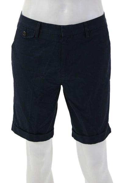 Bonobos Mens Chino Bermuda Shorts Dark Blue Cotton Button Size 32