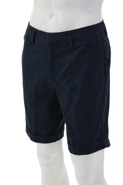 Bonobos Mens Chino Bermuda Shorts Dark Blue Cotton Button Size 32