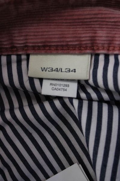 Gant Men Pants Pink Cotton Button Solid Classic Size 34