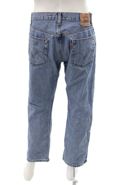 Levi's Mens Straight Jeans Blue 100% Cotton Button Fly 29 Inseam Size 34