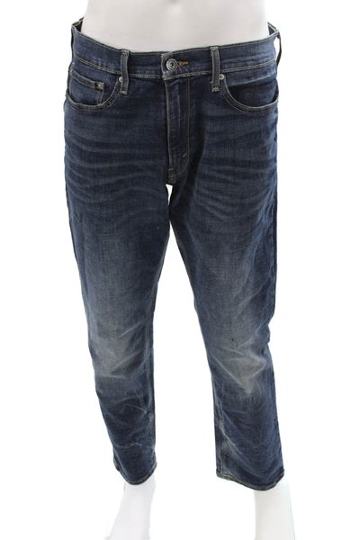 Levi's Mens Dark Blue Straight Jeans Cotton Elastane Button Fly Size 33