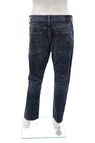 Levi's Mens Dark Blue Straight Jeans Cotton Elastane Button Fly Size 33
