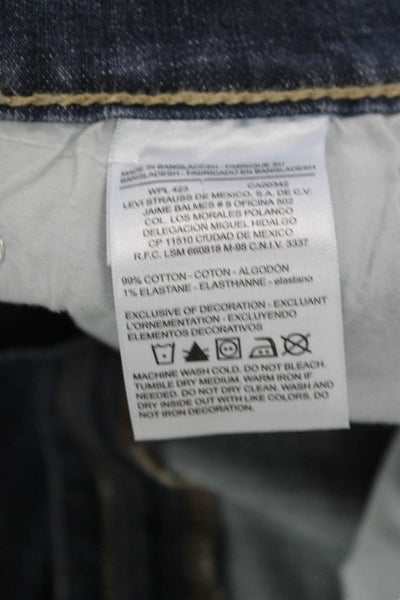 Levi's Mens Dark Blue Straight Jeans Cotton Elastane Button Fly Size 33