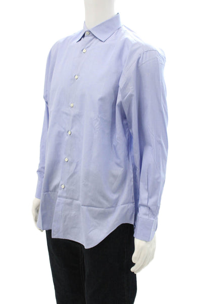 Barneys New York Mens Point Dress Shirt Light Blue 100% Cotton Collared Size 16