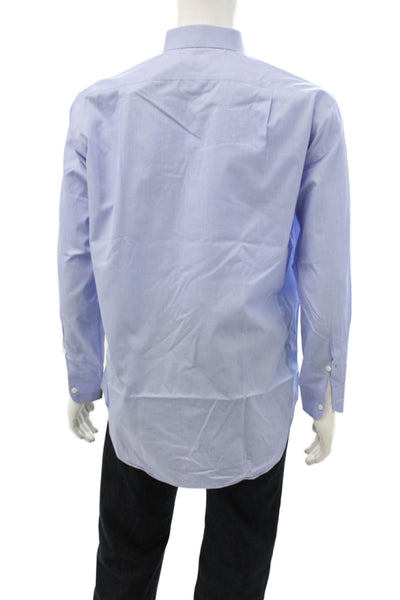 Barneys New York Mens Point Dress Shirt Light Blue 100% Cotton Collared Size 16