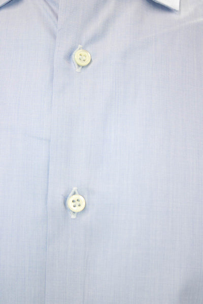 Barneys New York Mens Point Dress Shirt Light Blue 100% Cotton Collared Size 16