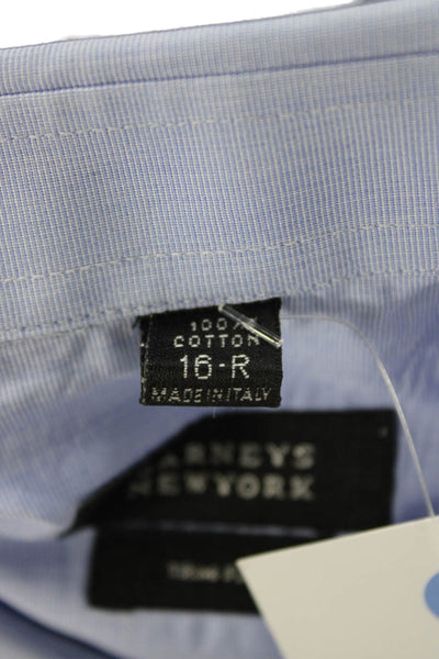 Barneys New York Mens Point Dress Shirt Light Blue 100% Cotton Collared Size 16
