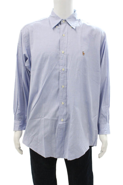 Ralph Lauren Blue Label Mens Button-Down Light Blue Cotton Shirt Size 16