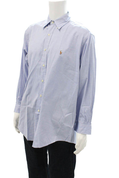 Ralph Lauren Blue Label Mens Button-Down Light Blue Cotton Shirt Size 16