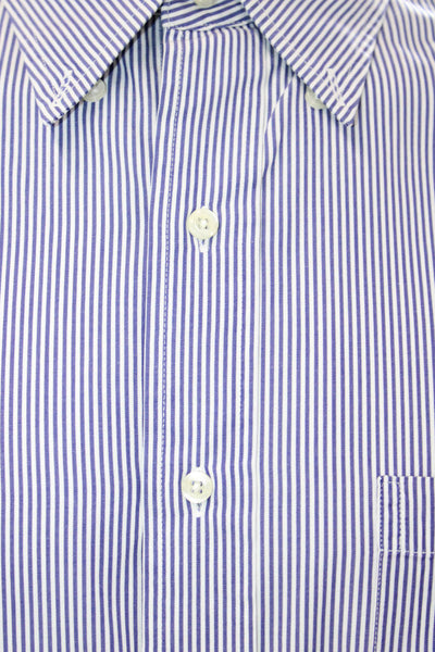 Brooks Brothers Mens Blue Striped Button-Down Dress Shirt Big Tall Size 16.5