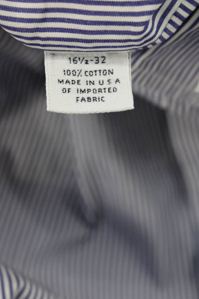 Brooks Brothers Mens Blue Striped Button-Down Dress Shirt Big Tall Size 16.5