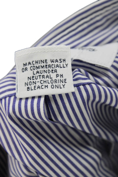 Brooks Brothers Mens Blue Striped Button-Down Dress Shirt Big Tall Size 16.5
