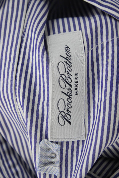 Brooks Brothers Mens Blue Striped Button-Down Dress Shirt Big Tall Size 16.5