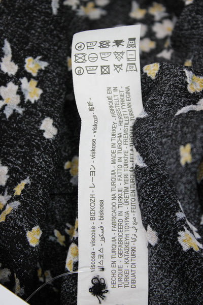 Zara Women Black Floral Shirt Dress Maxi 3/4 Sleeve Viscose Size XS