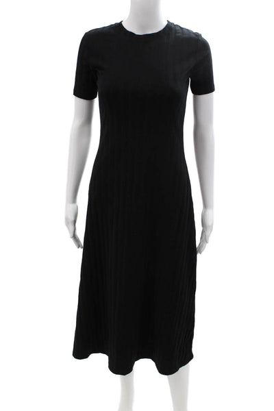 Zara Womens Black T-Shirt Dress Cotton Elastane Crew Neck Short Sleeve Size XS