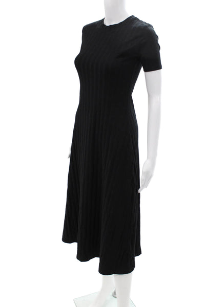 Zara Womens Black T-Shirt Dress Cotton Elastane Crew Neck Short Sleeve Size XS