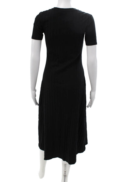 Zara Womens Black T-Shirt Dress Cotton Elastane Crew Neck Short Sleeve Size XS