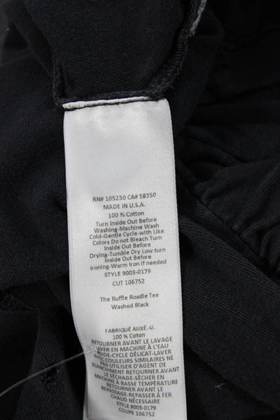Current/Elliott Women Black Cotton Crew Neck Short Sleeve T-Shirt Size 0