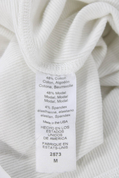 Michael Stars Women White Square Neck Short Sleeve Basic T-Shirt Size M