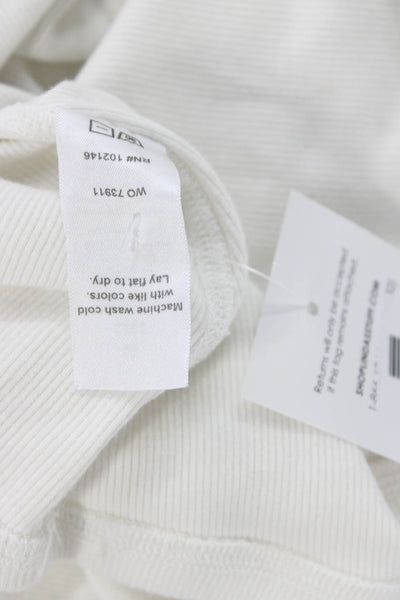 Michael Stars Women White Square Neck Short Sleeve Basic T-Shirt Size M