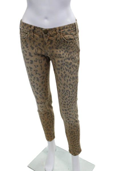 Current/Elliott Women Cropped Skinny Brown Animal Jeans Low Rise Size 26