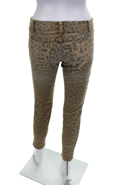 Current/Elliott Women Cropped Skinny Brown Animal Jeans Low Rise Size 26