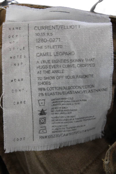 Current/Elliott Women Cropped Skinny Brown Animal Jeans Low Rise Size 26
