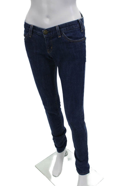 Current/Elliott Women Skinny Jeans Dark Blue Low Rise Button Inseam 32 Size 26