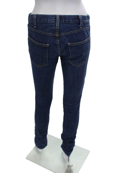 Current/Elliott Women Skinny Jeans Dark Blue Low Rise Button Inseam 32 Size 26