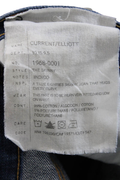 Current/Elliott Women Skinny Jeans Dark Blue Low Rise Button Inseam 32 Size 26