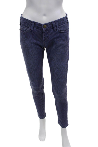 Current/Elliott Womens Ankle Skinny Jeans Dark Blue Snake Button Fly Size 26