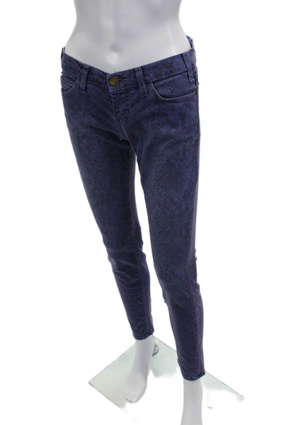Current/Elliott Womens Ankle Skinny Jeans Dark Blue Snake Button Fly Size 26