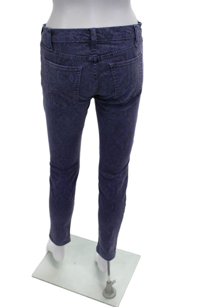 Current/Elliott Womens Ankle Skinny Jeans Dark Blue Snake Button Fly Size 26