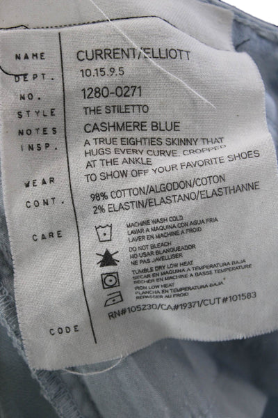 Current/Elliott Women Cropped Skinny Jeans Light Blue Animal Print Size 26