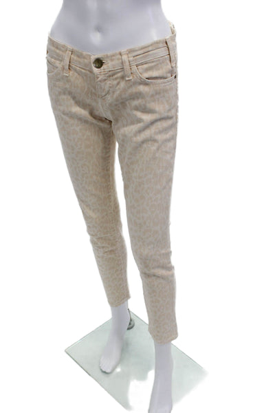 Current/Elliott Women Beige Animal Print Cropped Ankle Pants Low Rise Size 26