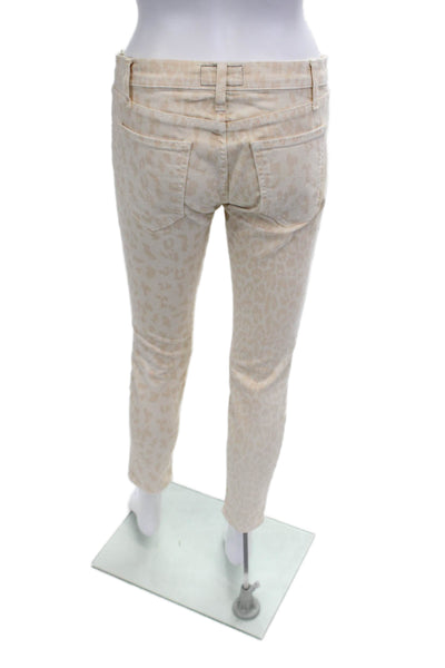 Current/Elliott Women Beige Animal Print Cropped Ankle Pants Low Rise Size 26