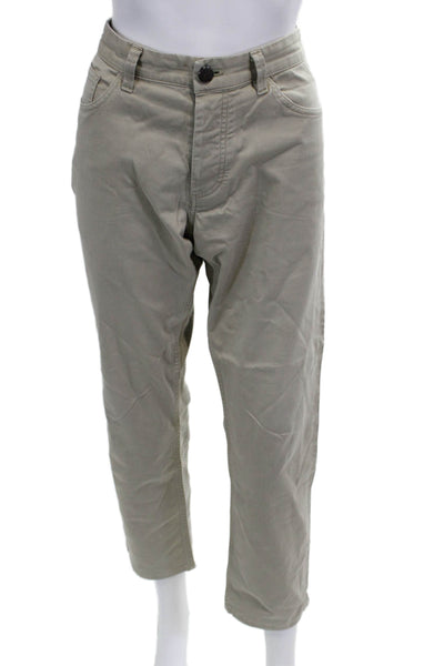 Theory Unisex Cropped Ankle Chino Khaki Pants Beige Button Cotton Size 31