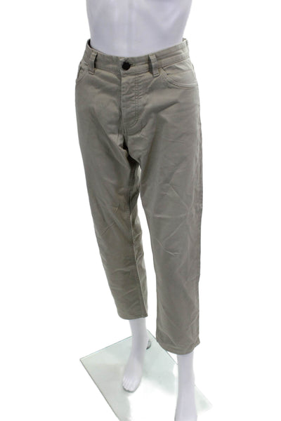 Theory Unisex Cropped Ankle Chino Khaki Pants Beige Button Cotton Size 31