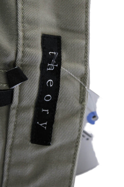 Theory Unisex Cropped Ankle Chino Khaki Pants Beige Button Cotton Size 31